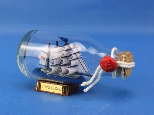 Vista 6 de Hampton Nautical Flying Cloud Ship en botella de vidrio, 5 pulgadas, color marrón