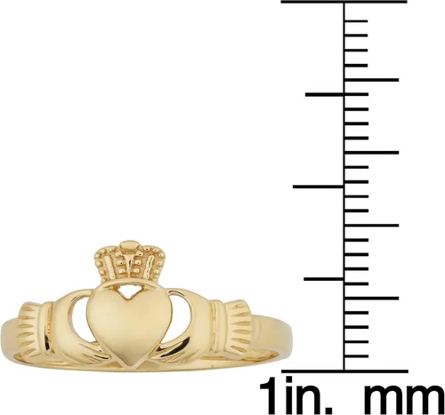 Vista 3 de KoolJewelry Anillo Claddagh de oro amarillo de 14 quilates con pulido brillante