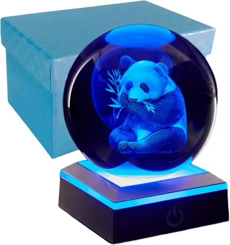 Vista 20 de Lámpara de noche de bola de cristal 3D con base LED - Lámpara de bola de cristal en forma de pez para cumpleaños, festividades, regalos de Navidad