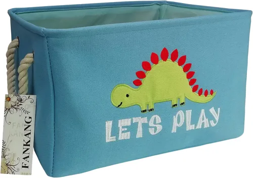 Vista 8 de Cesta rectangular de tela con estampado de dinosaurios para almacenamiento de guardería, cesta de almacenamiento, bolsa de libros, cestas de regalo