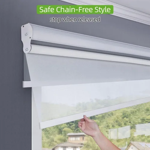 Vista 2 de Manual Day & Night Roller Shade (82010L Grey) Dual layer design for flexible light control, privacy adjustment, UV protection, ideal for bedroom