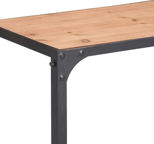 Vista 4 de Serta Overland - Mesa auxiliar de 2 niveles, muebles decorativos de madera rústica y metal negro, marco estrecho rectangular, fácil montaje