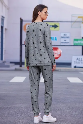 Vista 5 de Ekouaer - Pijama para mujer, de manga larga, con estampado de estrellas, suave ropa de dormir con bolsillos