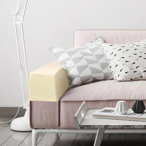 Vista 4 de BESPORTBLE 2 fundas de tela elástica para reposabrazos de sofá, fundas para reposabrazos de sillón, antimanchas, lavable, protector de muebles Beige
