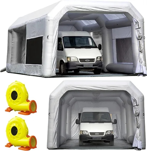 Vista 10 de OZIS Cabina de Pintura Inflable de 10.8x8.2x7.2 Pies con Sistema de Filtro de Aire Cabina de Pulverización Portátil con Soplador para Pintura DIY