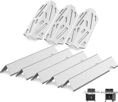Vista 20 de QuliMetal 44.5 cm SUS304 Barras Aromatizadoras y Deflectores de Calor para Parrillas Weber Genesis 300 Series, Compatibles con Genesis E310 E320
