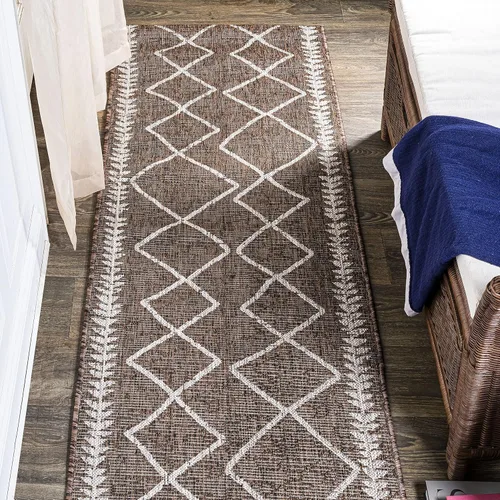Vista 9 de JONATHAN Y Alfombra tribal de enrejado de diamantes para interiores y exteriores, 2 x 8 pulgadas, beige/marrón, Derya para patio trasero, patio