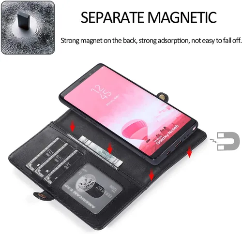 Vista 6 de Asuwish Funda de teléfono para Samsung Galaxy Note 8, funda desmontable con protector de pantalla de vidrio templado y soporte para tarjeta