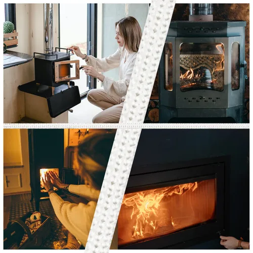 Vista 6 de Cinta de sellado de repuesto para chimenea, 10 pies x 0.4 pulgadas, resistente al calor, autoadhesiva, de fibra de vidrio, junta de sellado