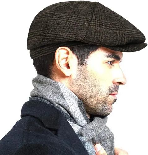Vista 4 de Sombrero de hombre clásico de moda Newsboy Gatsby de lana vintage estilo Cabbie, gorra plana Ivy, regalos para novio (MedianoGrandeExtra Grande)