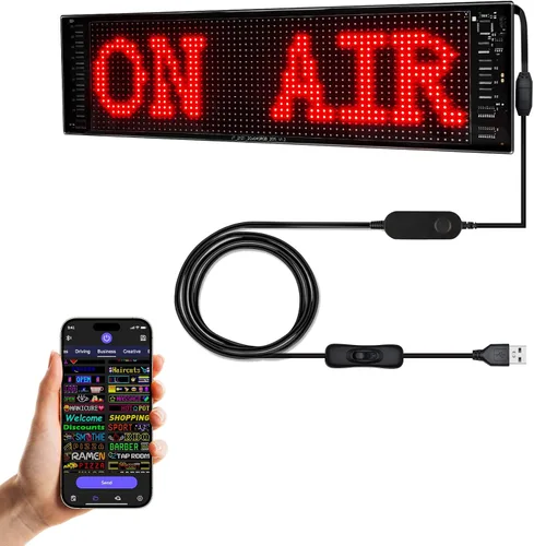 Vista 11 de GOTUS Letrero LED para automóvil, letrero LED de desplazamiento, flexible, aplicación Bluetooth, animaciones de diseño de bricolaje, texto, graffiti
