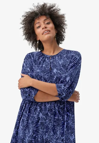 Vista 5 de Ellos Vestido midi de algodón escalonado de talla grande para mujer