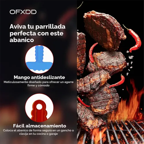 Vista 4 de Ventilador de mano para barbacoa, ventilador manual para parrilla, herramienta de soporte de plástico para llamas, ventilador de mano para barbacoa