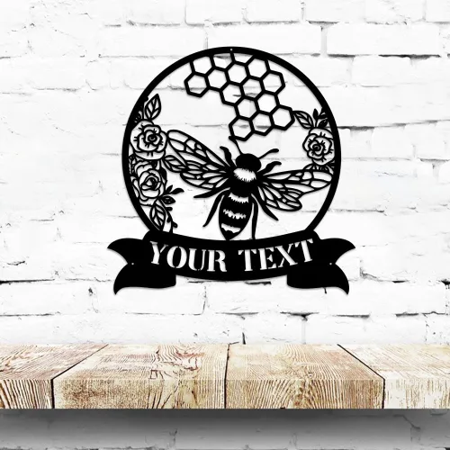 Vista 9 de MeMate Letrero de jardín para personalizar, letrero de granja de abejas, letrero de metal con nombre personalizado para amantes de las abejas
