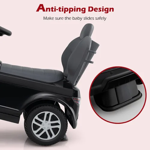 Vista 6 de INFANS - Auto de empuje con licencia para niños pequeños, 3 en 1, deslizante, con asa de empuje, bocina, música, almacenamiento debajo, juguetes