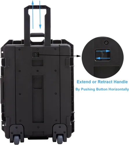 Vista 6 de Regetek Funda rígida impermeable, 27 x 20 x 13 pulgadas, funda rígida con ruedas, mango retráctil para cámara, dron, herramienta, electrónica, a