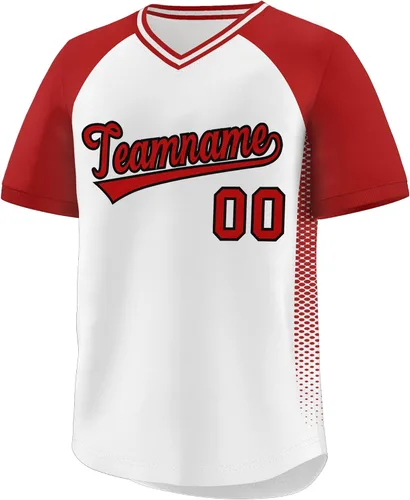 Vista 35 de Camiseta de béisbol personalizada con cuello en V para hombres, mujeres y jóvenes, camisetas de béisbol personalizadas con costuras o estampadas