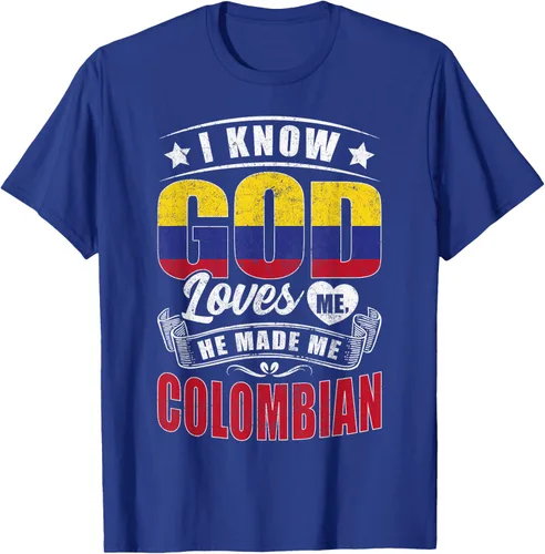 Vista 16 de Camiseta Colombia Flag God Loves Me Funny Colombians, Negro