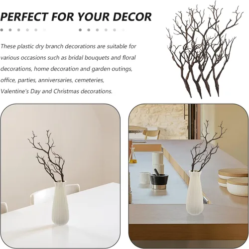 Vista 8 de Sewroro Ramas de árbol artificiales, 4 piezas de plástico artificial seco, rama de árbol, ramas de manualidades, ramas de cornamenta, ramas
