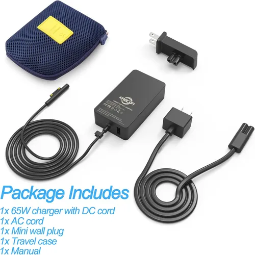 Vista 7 de Cargador de portátil Surface Pro de 65 W para Microsoft Surface Pro 12 11 10 9 8 7+ X 7 6 5 4 3, Windows Surface Laptop 7 6 5 Studio 4 Go 3 2