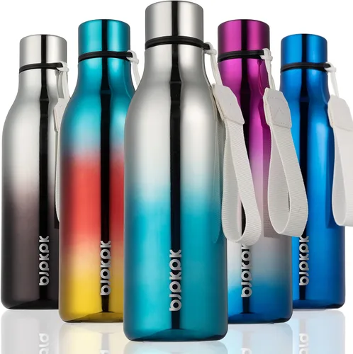 Vista 88 de BJPKPK Botellas de agua aisladas, botella de agua de metal de acero inoxidable de 12 onzas con correa, sin BPA a prueba de fugas, jarras, tazas