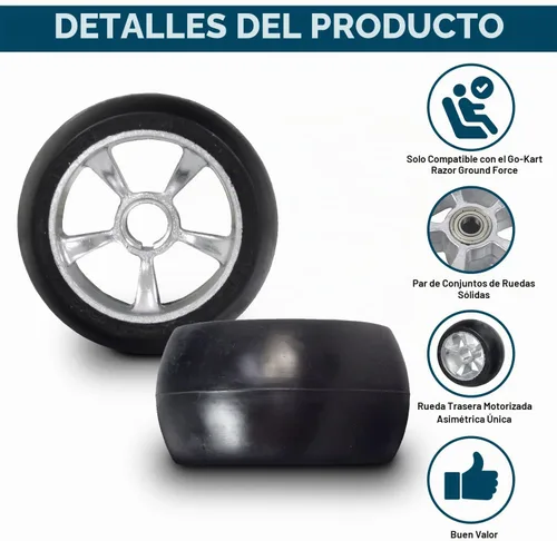 Vista 3 de AlveyTech Ruedas traseras de 4-1/2" x 2-1/2" para Razor Ground Force Go-Kart - Piezas de repuesto para el modelo de fuerza terrestre de energía