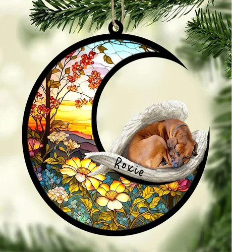 Vista 121 de Atrapasoles conmemorativo personalizado para perros, adorno navideño de Airedale Terrier, recuerdo por pérdida de mascota, regalos conmemorativos