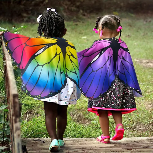 Vista 4 de Creatoy Fairy Butterfly-Wings-Costume for Girls Boys Monarch Butterfly Pretend Play Birthday Gifts Party Favors