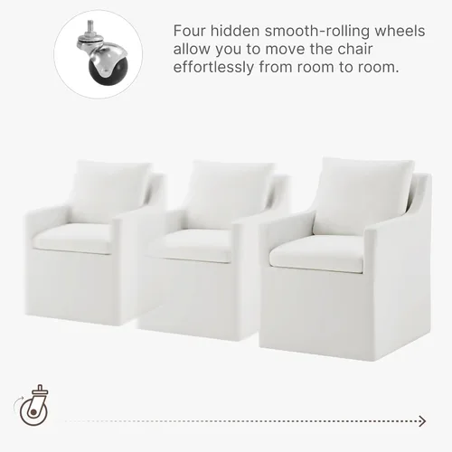 Vista 3 de KISLOT Upholstered Dining Chairs Set of 1 with Casters, Cream