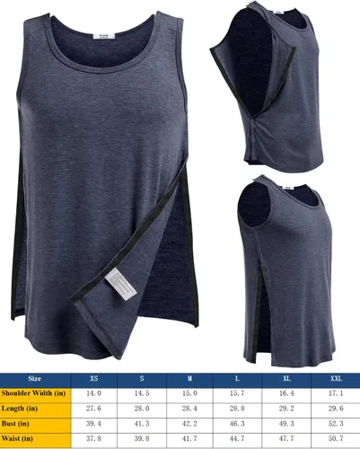 Vista 5 de Deyeek Camisetas sin mangas unisex con acceso completo a presión para hombres y mujeres, camisetas de recuperación de hombro para después