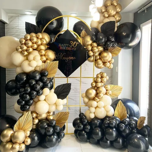 Vista 4 de FOTIOMRG Globos negros de 12 pulgadas, paquete de 100 globos de látex negros para cumpleaños, graduación, Halloween, baby shower, día del padre