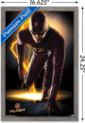 Vista 3 de Trends International DC Comics TV - The Flash - Póster de pared de retrato, 14.725 x 22.375 pulgadas, versión enmarcada de madera de granero
