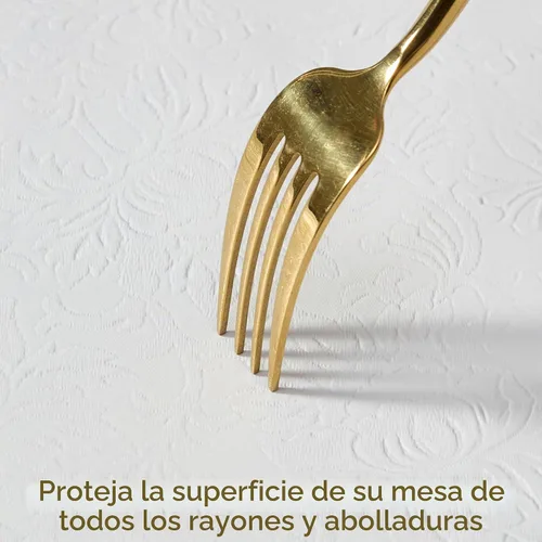 Vista 6 de Home Bargains Plus Protector de mesa acolchado resistente con reverso de franela, cortado para ajustar, resistente al calor, se limpia con un paño