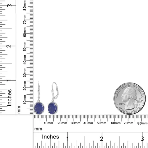 Vista 54 de Gem Stone King Aretes colgantes de gota para mujer, plata de ley 925, piedra natal ovalada de 0.354 x 0.276 in, joyería fina, regalos para ella