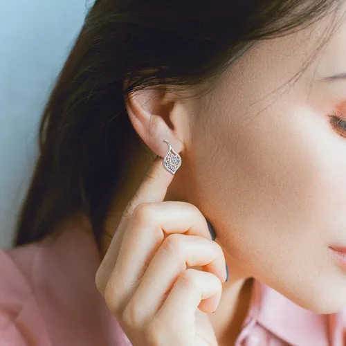 Vista 5 de LOOVE Regalo para el día de la madre, gato, árbol de la vida, piedra lunar, turquesa, flor, vikingo, aretes colgantes para mujeres y hombres, plata
