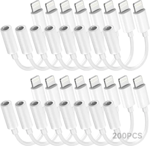 Vista 10 de Paquete de 1 adaptador Lightning a conector de auriculares de 0.138 in con certificación MFi de Apple para iPhone, adaptador auxiliar para iPhone