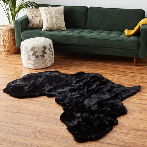 Vista 11 de Lith Home - Decoración africana para el hogar, alfombra de piel sintética de conejo, regalo impactante, felpa suave y lujosa, suelo de sala y Negro