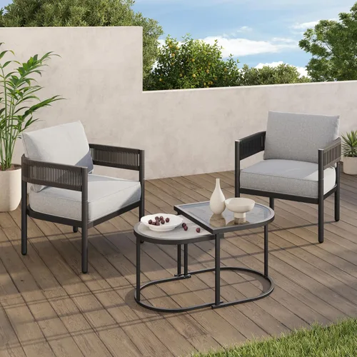 Vista 24 de Grand patio Juego de muebles de exterior de 5 piezas, juego de conversación Beige