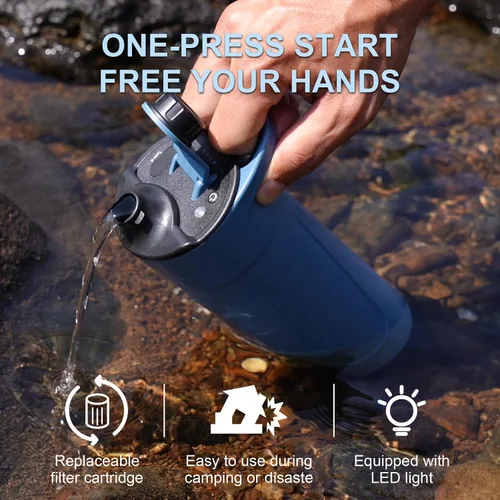 Vista 6 de SurviMate Purificador de agua eléctrico de supervivencia, cartucho interior de repuesto K8901, botella de filtro de agua portátil