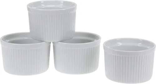 Vista 4 de BIA Cordon Bleu Classic - Plato de soufflé alto de 10 onzas, juego de 4, color blanco