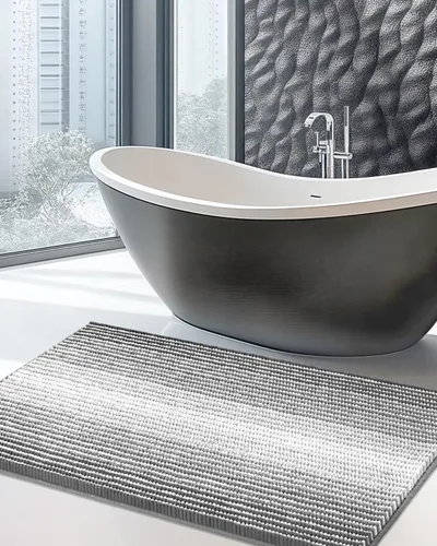Vista 117 de BSICPRO Tapetes de baño de felpilla, 20 x 32 pulgadas, antideslizantes, absorbentes, suaves, peludos, para baño, lavables a máquina (salvia)
