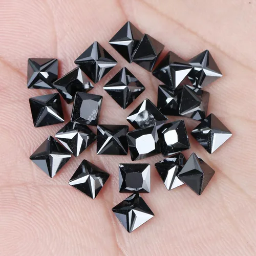Vista 5 de Circonita de corte cuadrado multicolor (CZ), piedras preciosas sueltas, gemas sintéticas, pequeñas piedras cúbicas sueltas, gemas facetadas, piedras