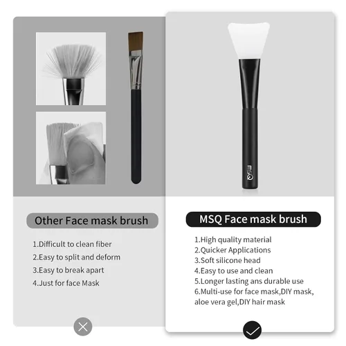 Vista 5 de MSQ Cepillo de silicona para mascarilla facial, limpiador facial suave, cepillo de máscara facial para barro, arcilla, máscara mixta de carbón Negro