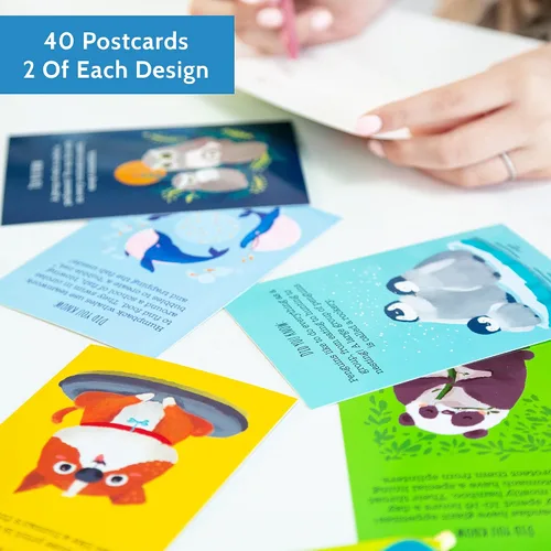 Vista 2 de T MARIE 40 postales divertidas de animales – Paquete de postales a granel Thinking of You para niños, estudiantes, amigos, profesores y más – Di