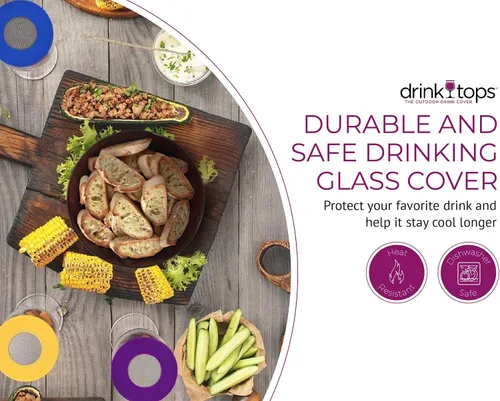 Vista 3 de Drink Tops - Fundas de silicona ventiladas para copas de vino, cubierta pesada que permite que el aire circule, protectores de vidrio