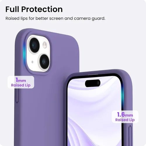 Vista 4 de ORNARTO Funda compatible con iPhone 15 Plus de 6.7 pulgadas, silicona líquida delgada de 3 capas cubierta completa de goma de gel suave, funda