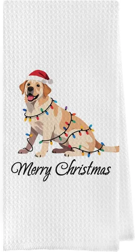 Vista 11 de Regalos de Navidad Golden Retriever - Toallas de cocina decorativas con tejido de gofre Golden Retriever, toallas de cocina navideñas para perro