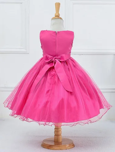 Vista 2 de Wocau - Vestido sin mangas para niñas con lentejuelas malla de tul y diseño de flor