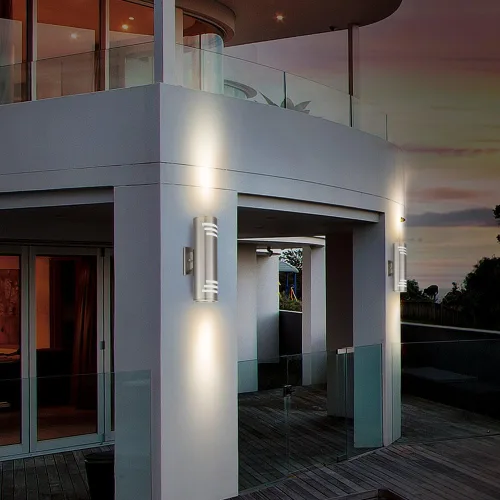 Vista 7 de TENGXIN Luces de pared al aire libre, lámpara de pared exterior con cilindro de acero inoxidable, resistente al agua.