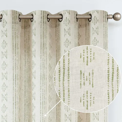 Vista 17 de jinchan Cortinas bohemias a rayas para sala de estar, cortinas de lino estilo granja de 63 pulgadas de largo, 2 paneles para dormitorio, mudcloth